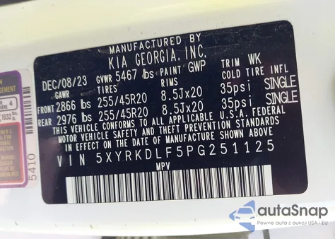 2023 Kia Sorento X-Line Sx Prestige from USA, damaged, VIN 5XYRKDLF5PG251125